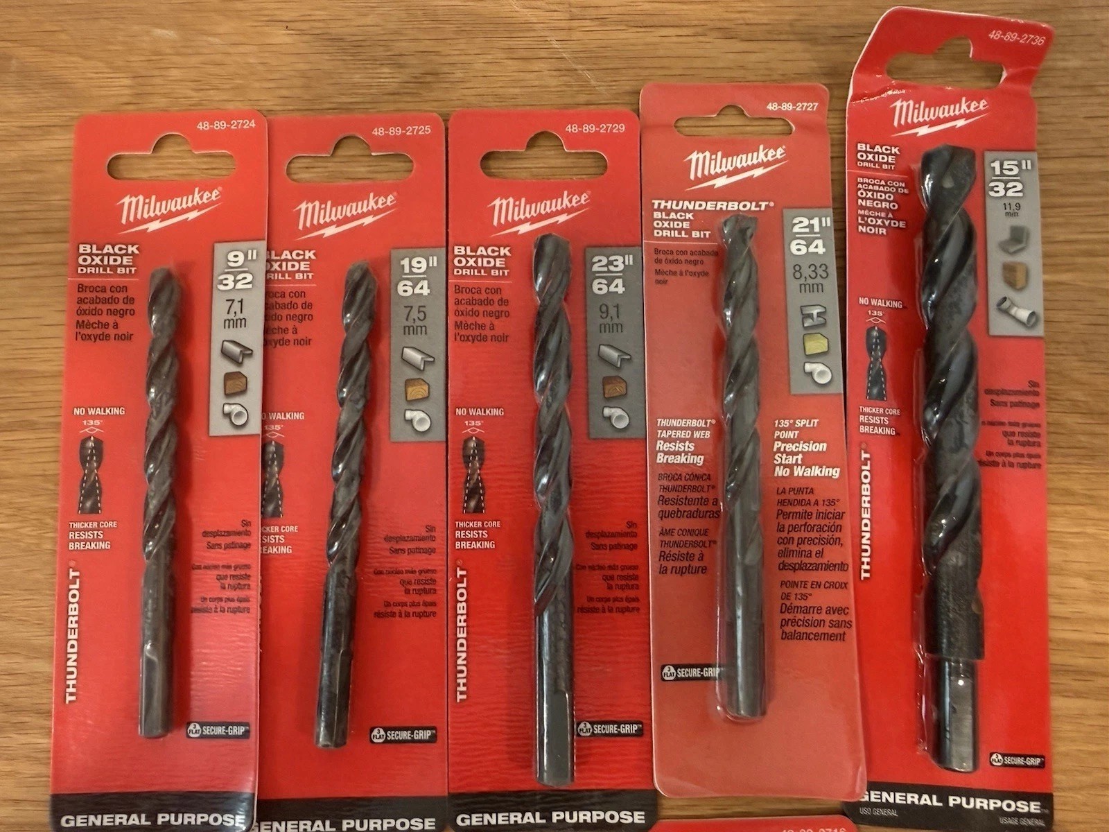 Milwaukee Thunderbolt® Black Oxide Drill Bits General Purpose Lot/10 Various Szs