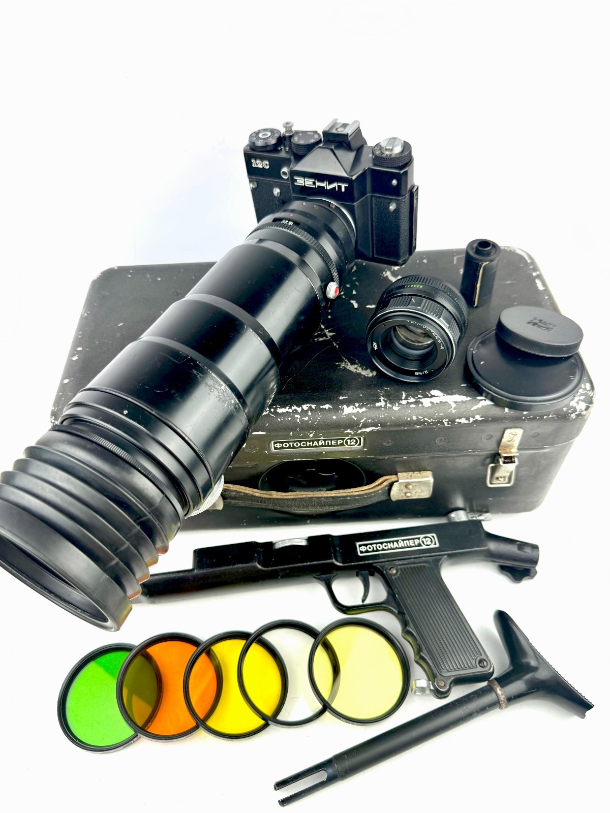 Photosniper FS-12 Camera Gun Zenit-12S Tair-3S 300mm f4.5 Helios 44-4 58mm f2