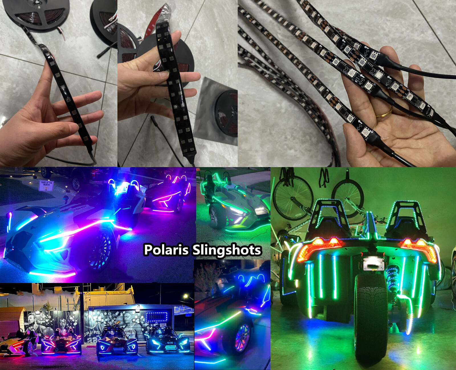 Black Out Tinted / Clear PCB RGB Dream Color CHASING Light Strips IP65 Slingshot