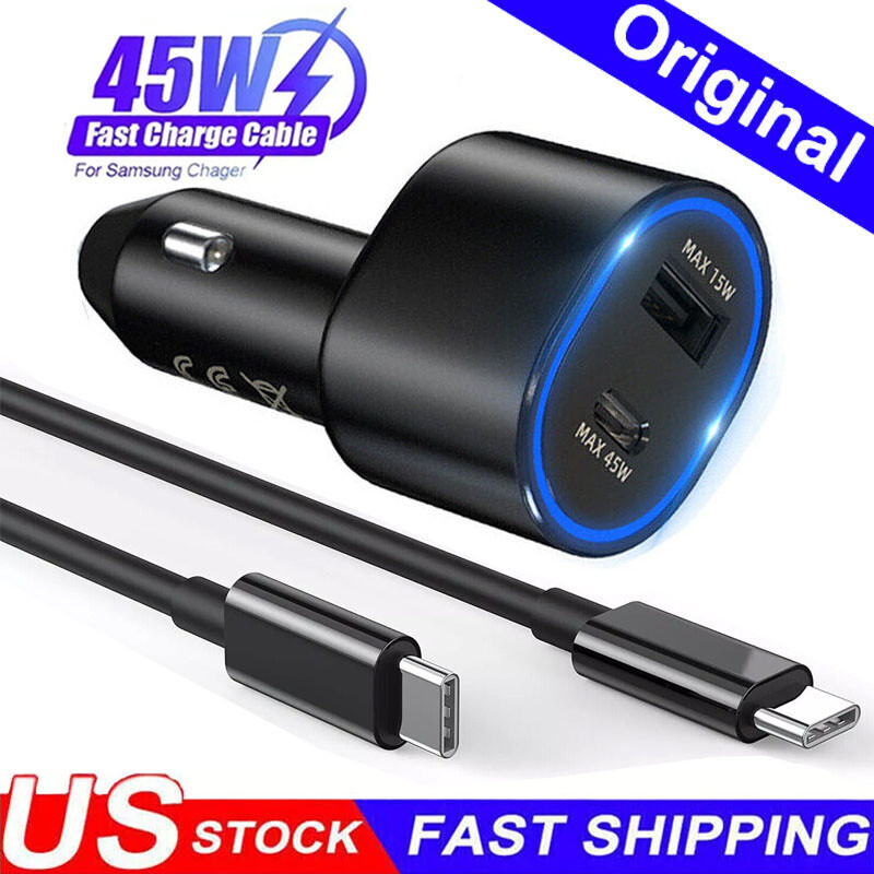 For Original Super Fast Car Charger 45W Adapter Samsung S25 S24 S23 S22 Ultra +