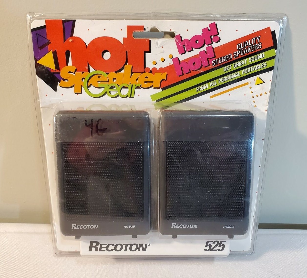 Vintage Retro 1994 Recoton HG525 Hot Speaker Gear - Portable Stereo Speakers NEW