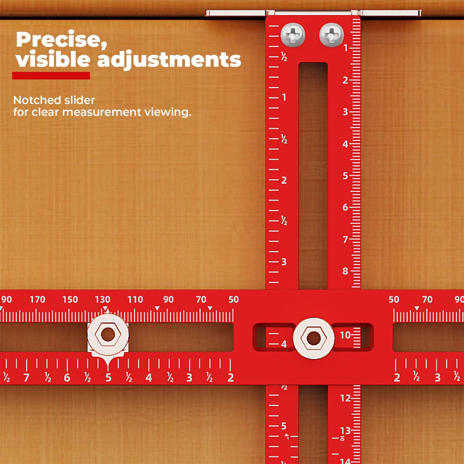 Cabinet Hardware Jig – Adjustable Drill Guide Template for Knobs & Red
