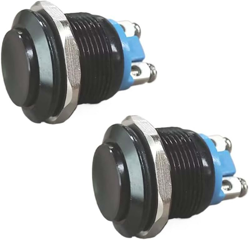2PCS 19mm Momentary Horn Push Button Switch- 12V SPST 1NO Round Black&Blue
