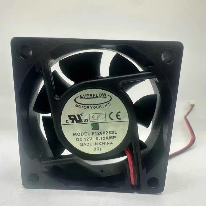 1 PCS EVERFLOW Fan F126025SL DC12V 0.12AMP 6025 6cm 2 wire cooling fan