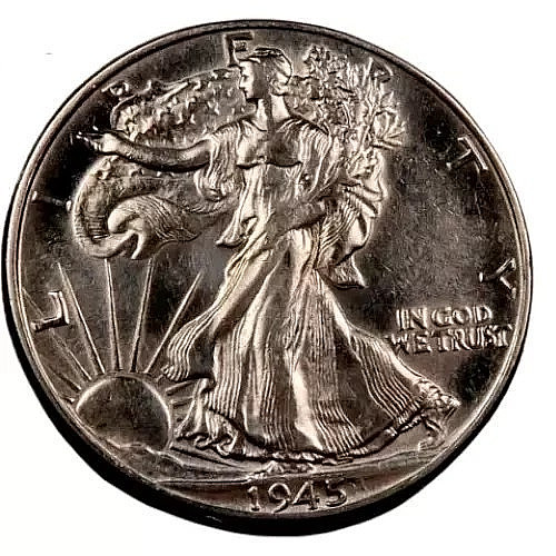 1945 Walking Liberty Half Dollar ~ Gem BU++ ~ 90% Silver