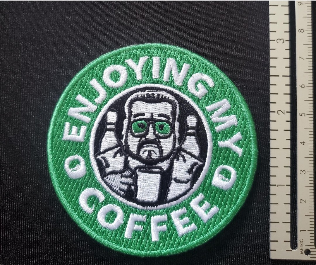 Big Lebowski "enjoying my coffee" Patch 3"x 3" Iron On