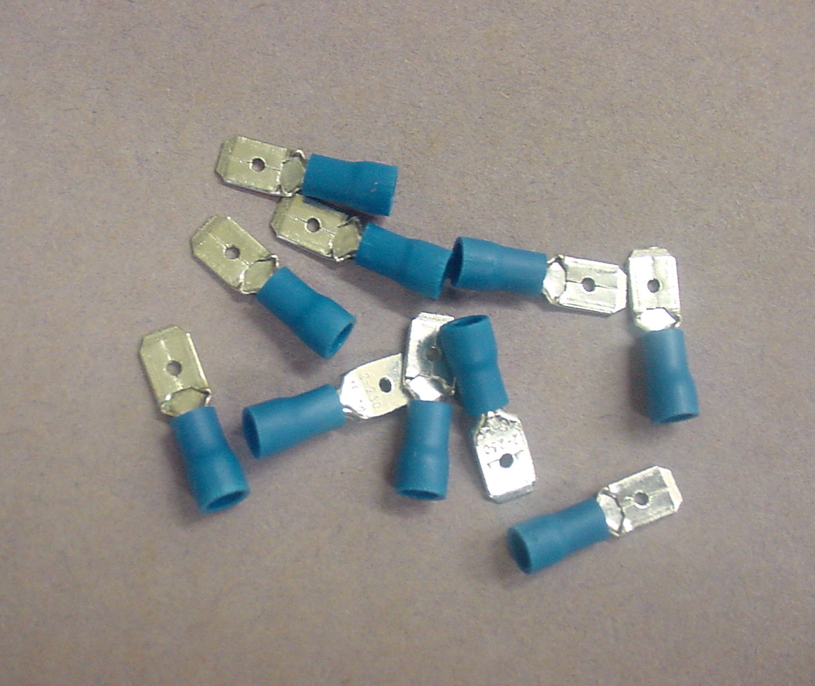 10x 16-14 AWG Blue Insulated 1/4" Male Spade Connectors Fasteners Blades Wires