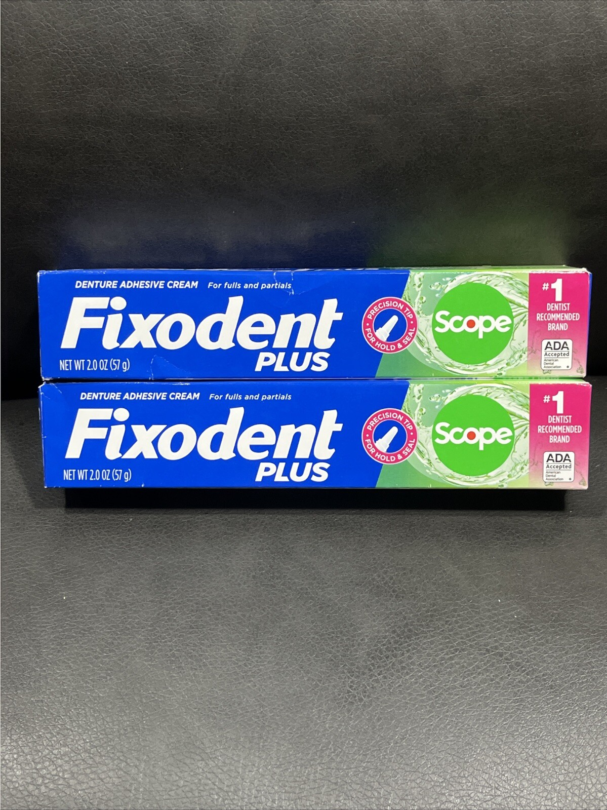 Fixodent Plus Scope Denture Adhesive Cream 2.Oz 2 Pack