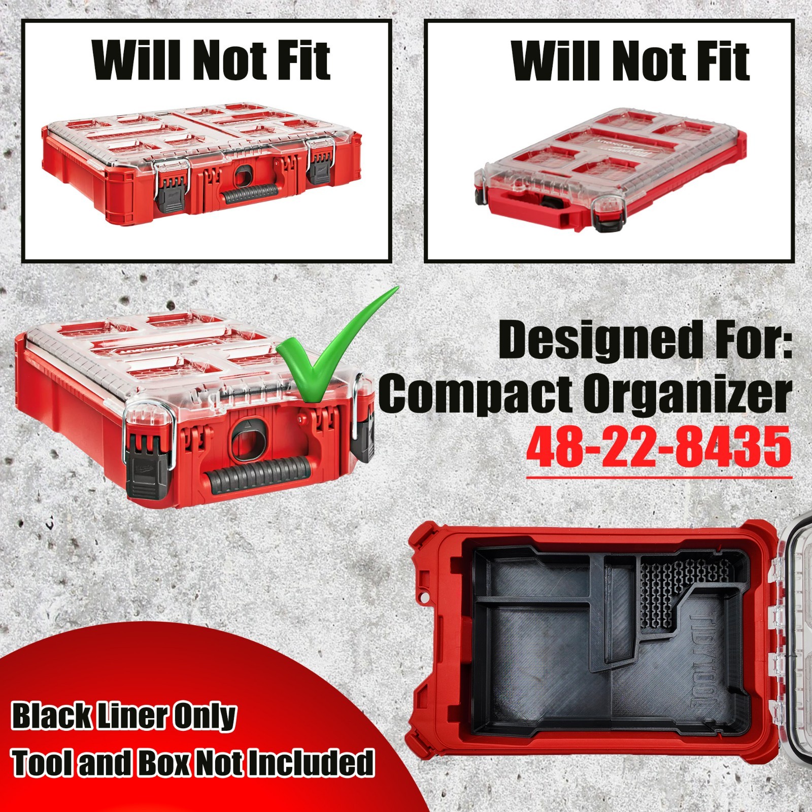 20V Brushless Drill (DCD794) Organizer for Milwaukee Compact Packout
