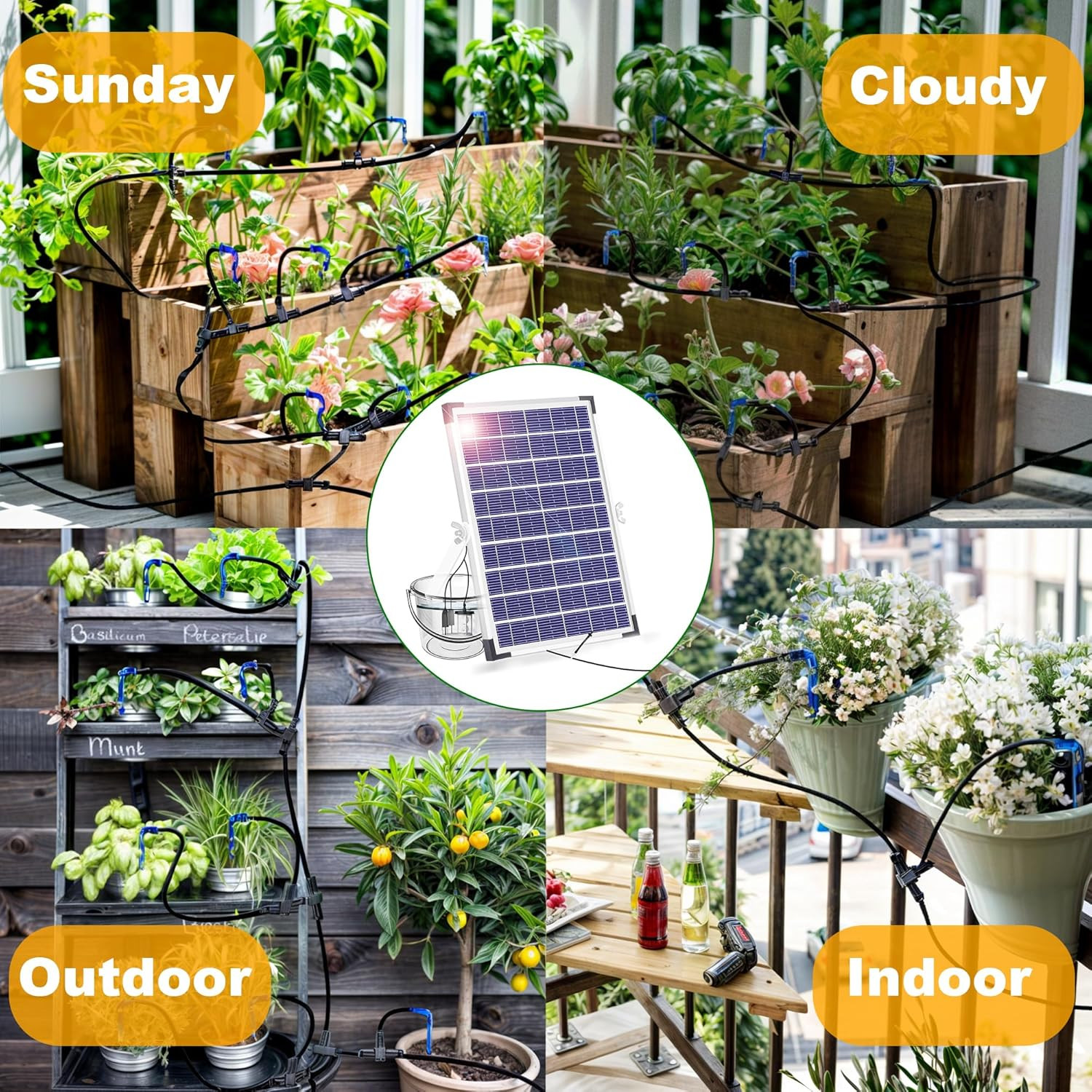 Solar Drip Irrigation System with Timer, Programmable Smart Watering with 2200Ma