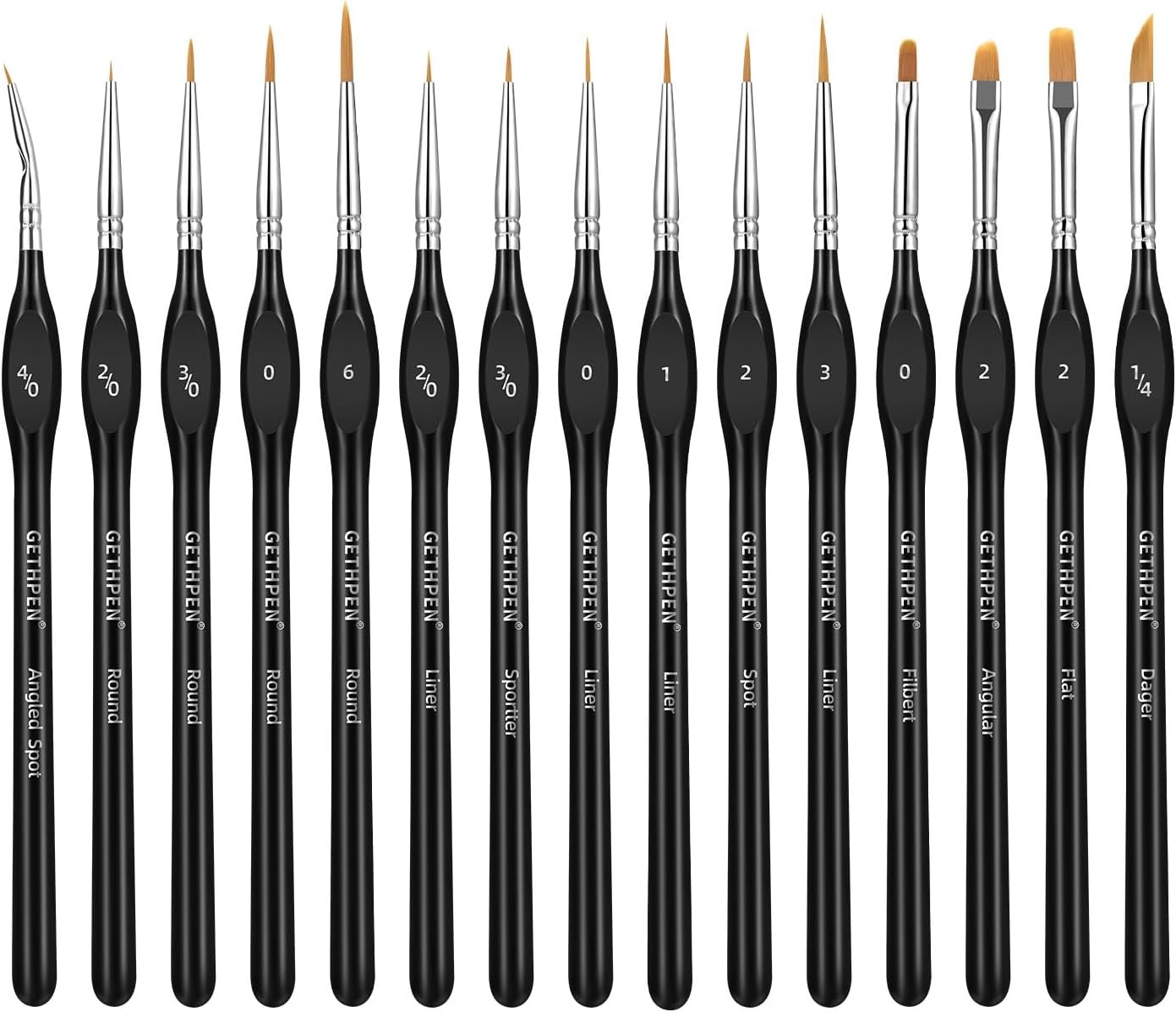 Extreme Detail Paint Brushes Set, 15pcs Miniature Paint Brushes for Fine Detaili