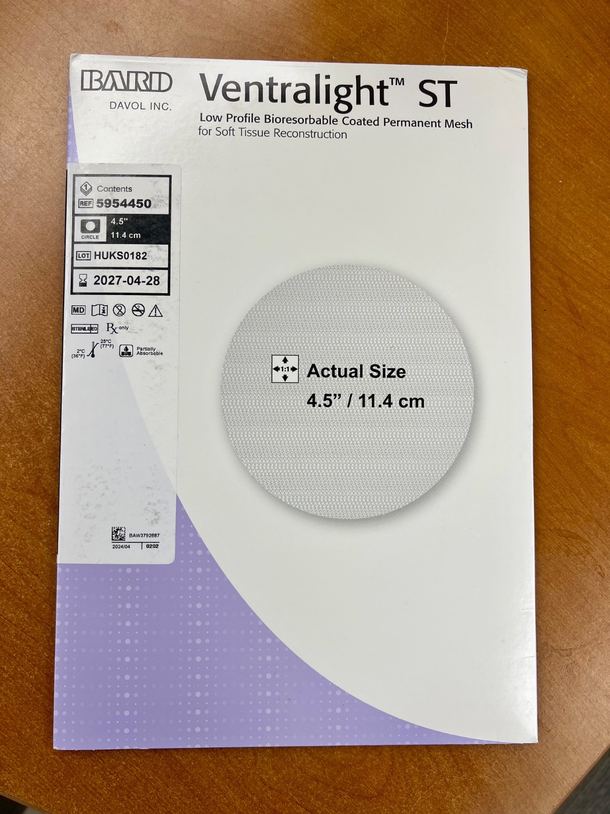BARD Ventralight ST - Low Profile Bioresorbable Permanent Mesh | Hernia Repair