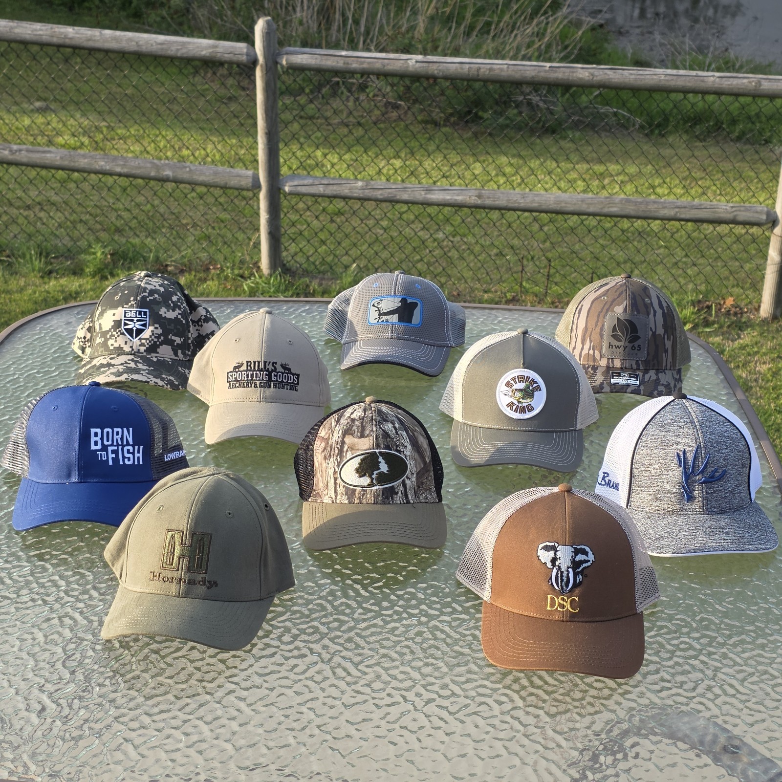 Lot Of 10 Hunting,Fishing,Bow,Camo Hats/Caps Mossy Oak Good Condition