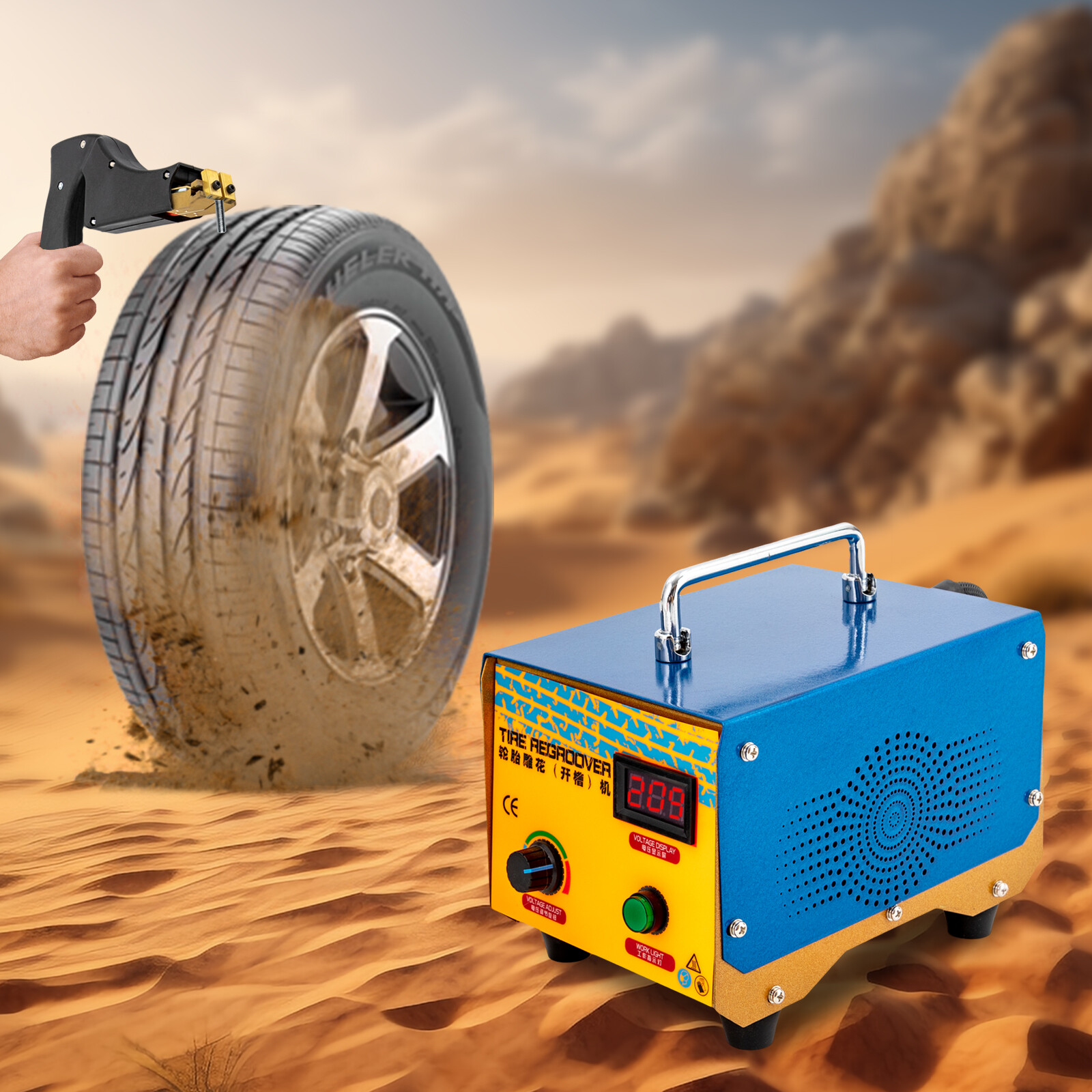1000W  Truck Tire Groover Rubber Cutter Regroover Tyre Grooving Machine W/ Blade
