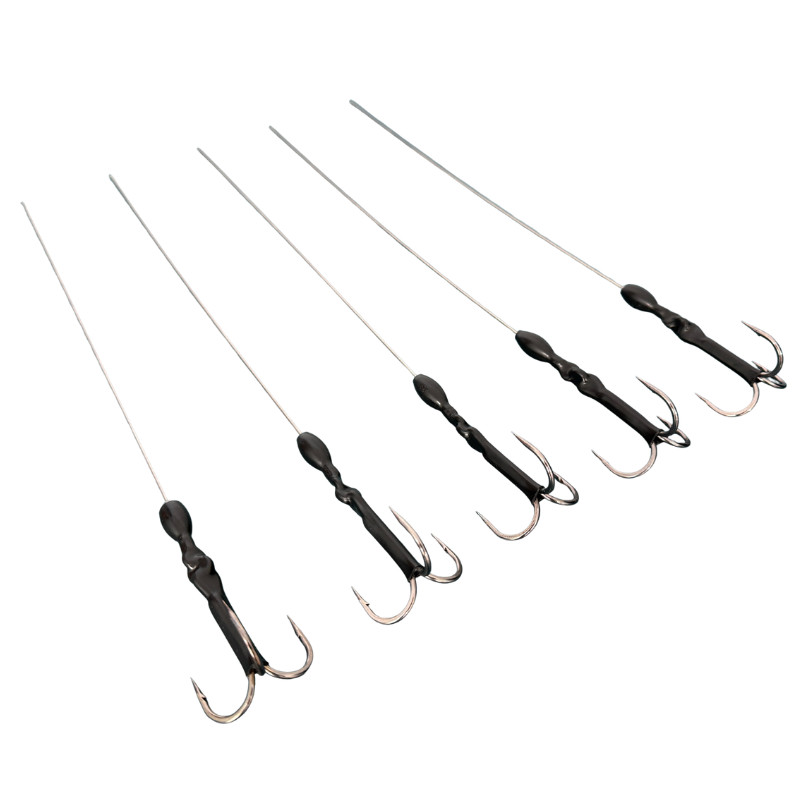 5pcs Fishing Spinner Shaft SS .051 Heavy Wire Lure Making 6/0 Hook W/Heat Shrink