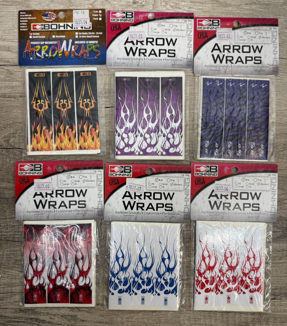 Bohning Arrow Wraps 4 Inch Standard 12-Pack USA Made - Multiple Patterns - NEW