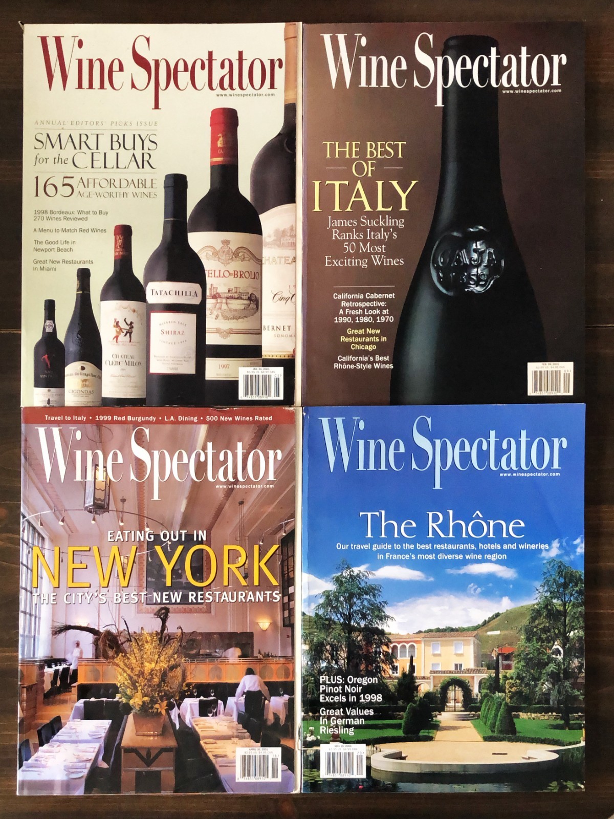 2001 Wine Spectator Magazine - Lot of 4 (Jan 31, Feb 28, Apr 30, May 15)