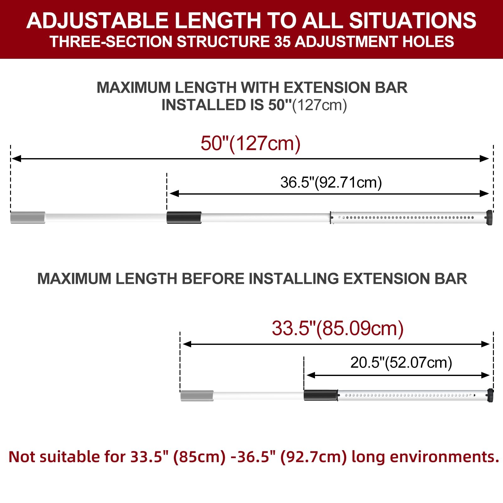 AceMining 1 Pack Sliding Door Security Bar, Patio Lock, 1 Pack, White