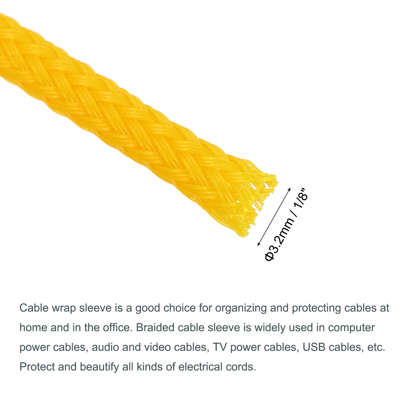 Expandable Sleeving 1/8-inch 100ft Cable Sleeve Yellow