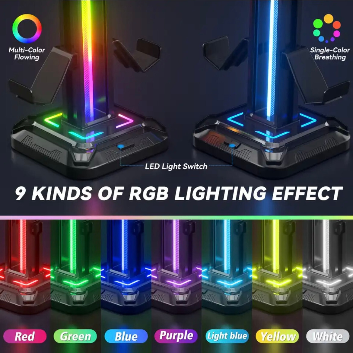 RGB Universal Game Controller And Headset Stand Display Holder For Desk 9 Colors