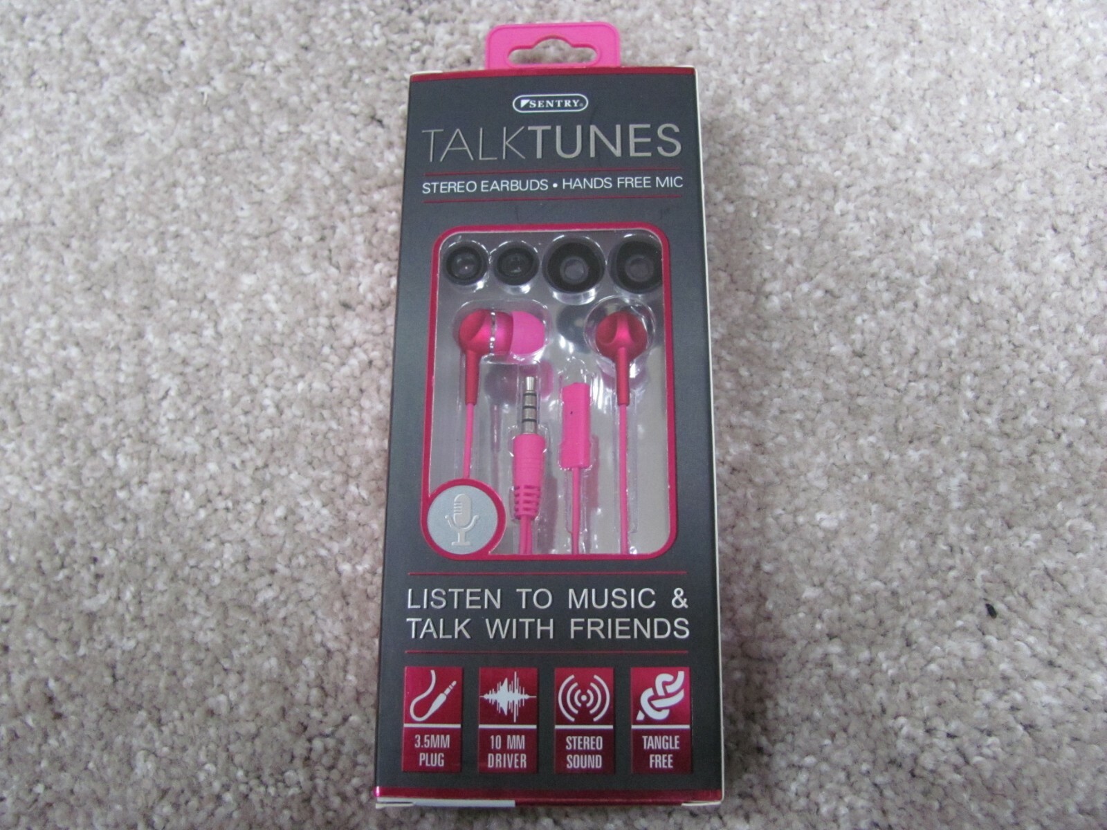 Brand New Sentry Talktunes Stereo Earbuds Hands free Mic Red (HM118)