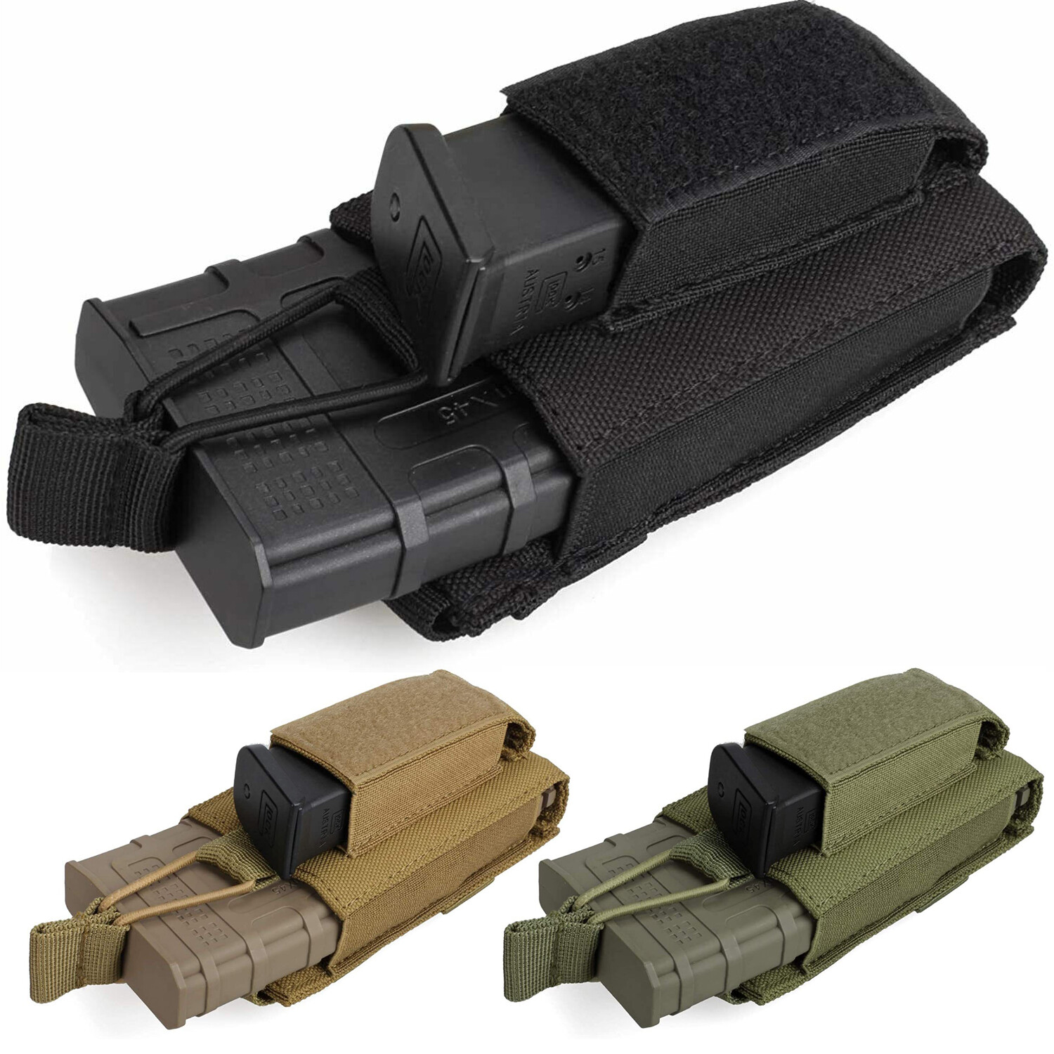 Tactical Molle Magazine Pouch 5.56 9mm Open Top Pistol Rifle Mag Carrier Holder