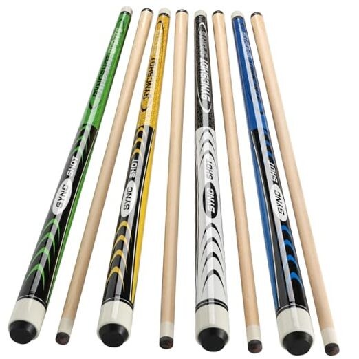 Pool Cues Set of 5/4/1, Pool Sticks for Adults 58 48inch 15oz Coloful-4-Cue-Set