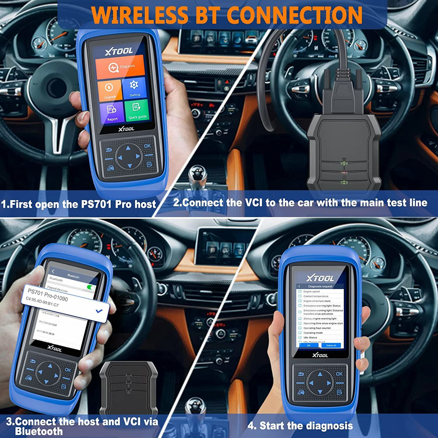 XTOOL PS701 PRO Auto All System Diagnostic Bi-Directional Scan For Japanese Cars
