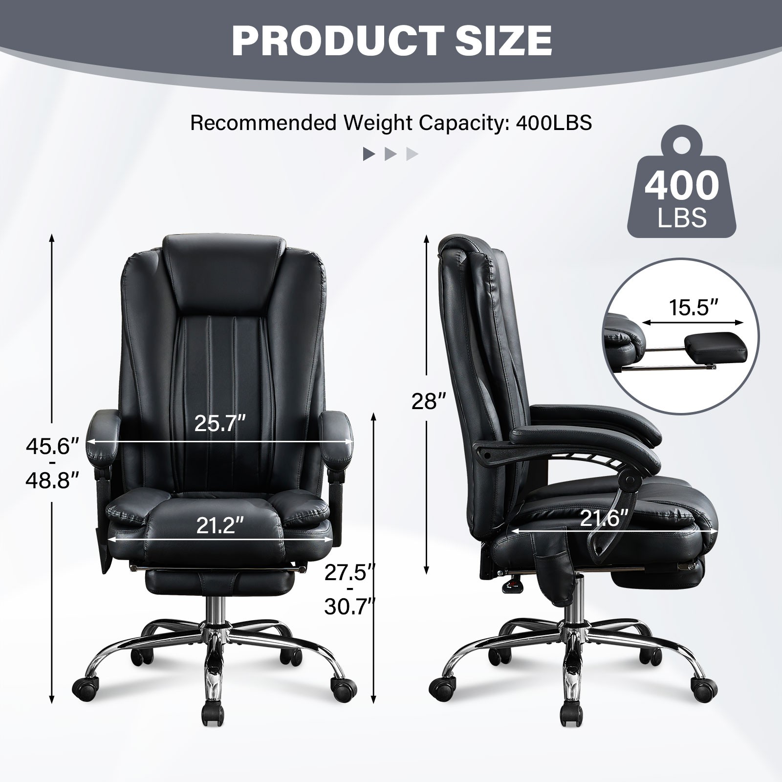 Massage Office Chair 6 Point Heated VibrationReclining Desk Chair with Footrest
