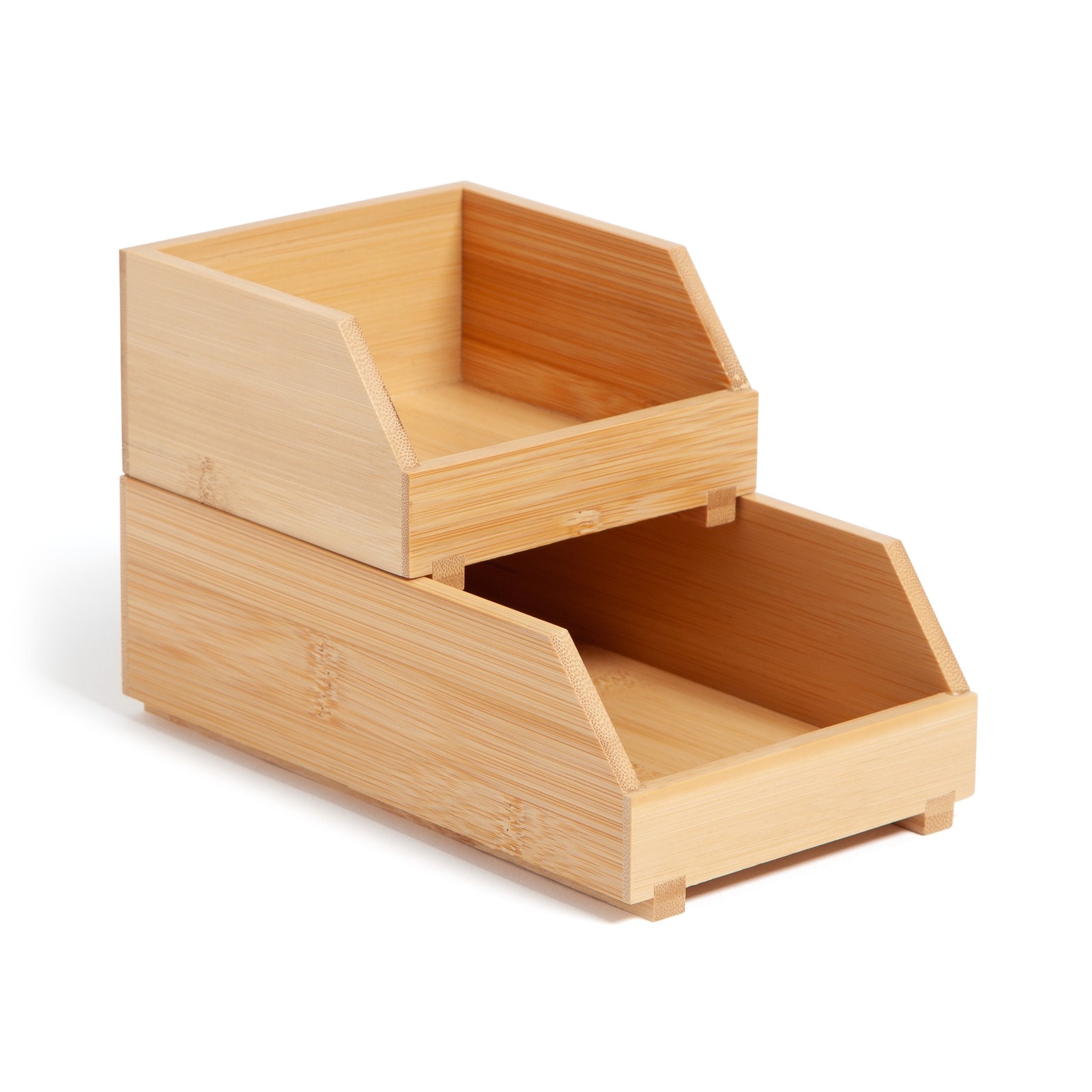 Zen Stacking Bins Set of 2 4.5" x 7.7" x 5" Bamboo Made of Natural Materials