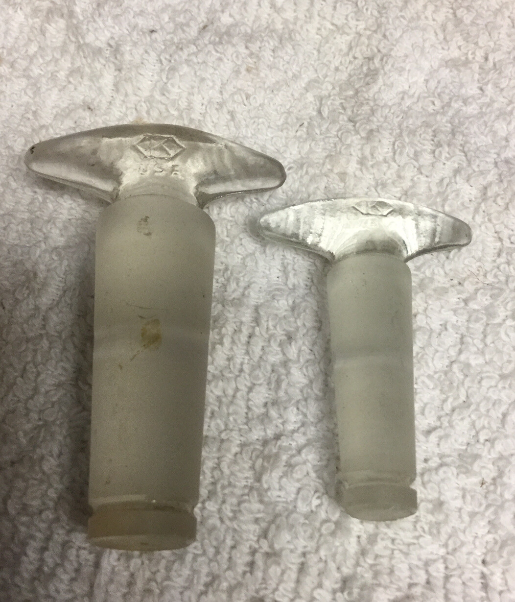 Kimble Glass T Top bottle stopper. Lot Of 2