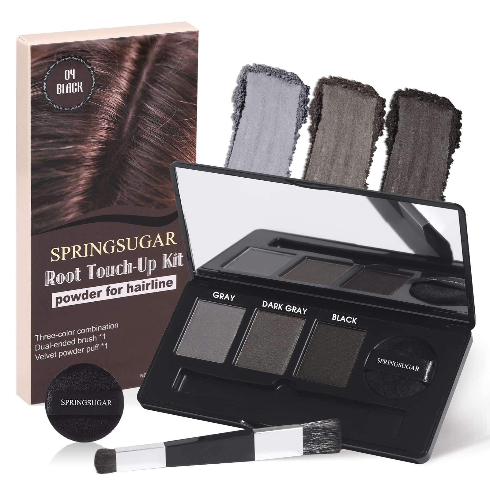 Root Touch Up Hair Color - 3 Color Blendable Hairline Powder for Gray Coverage
