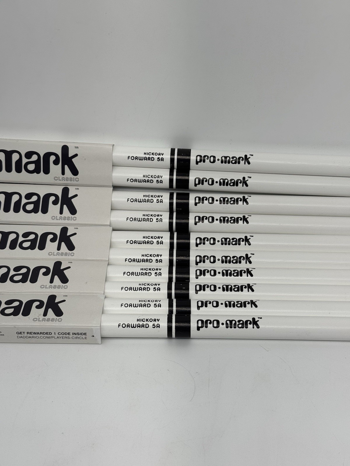 Lot Of 5 ProMark Classic Forward 5A TX5AW-White Hickory Drumstick Oval Wood Tip