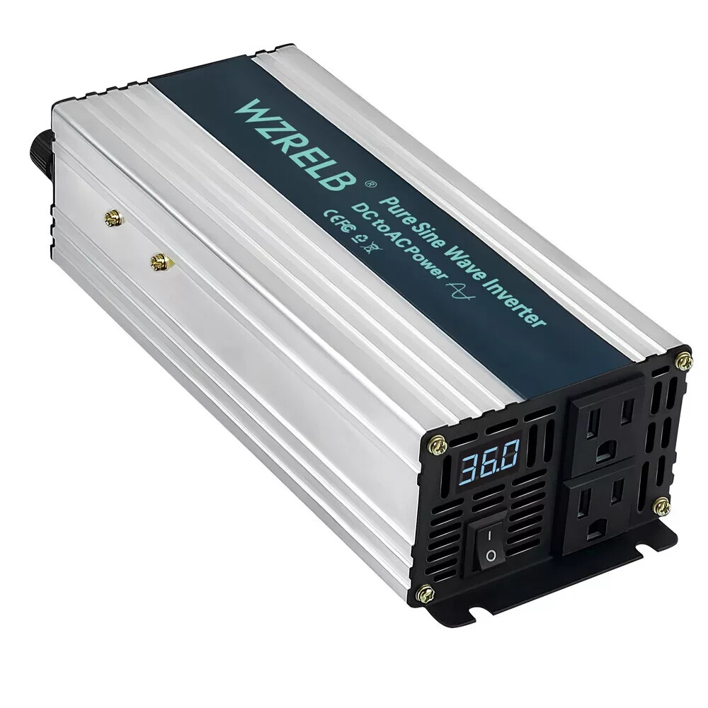 1200W Power Converter 36V to 120V Pure Sine Wave Inverter Truck Camp Solar Home