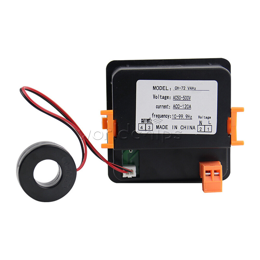 AC50-500V Voltage Current Frequency Meter Digital LED Voltmeter Ammeter AC0-120A