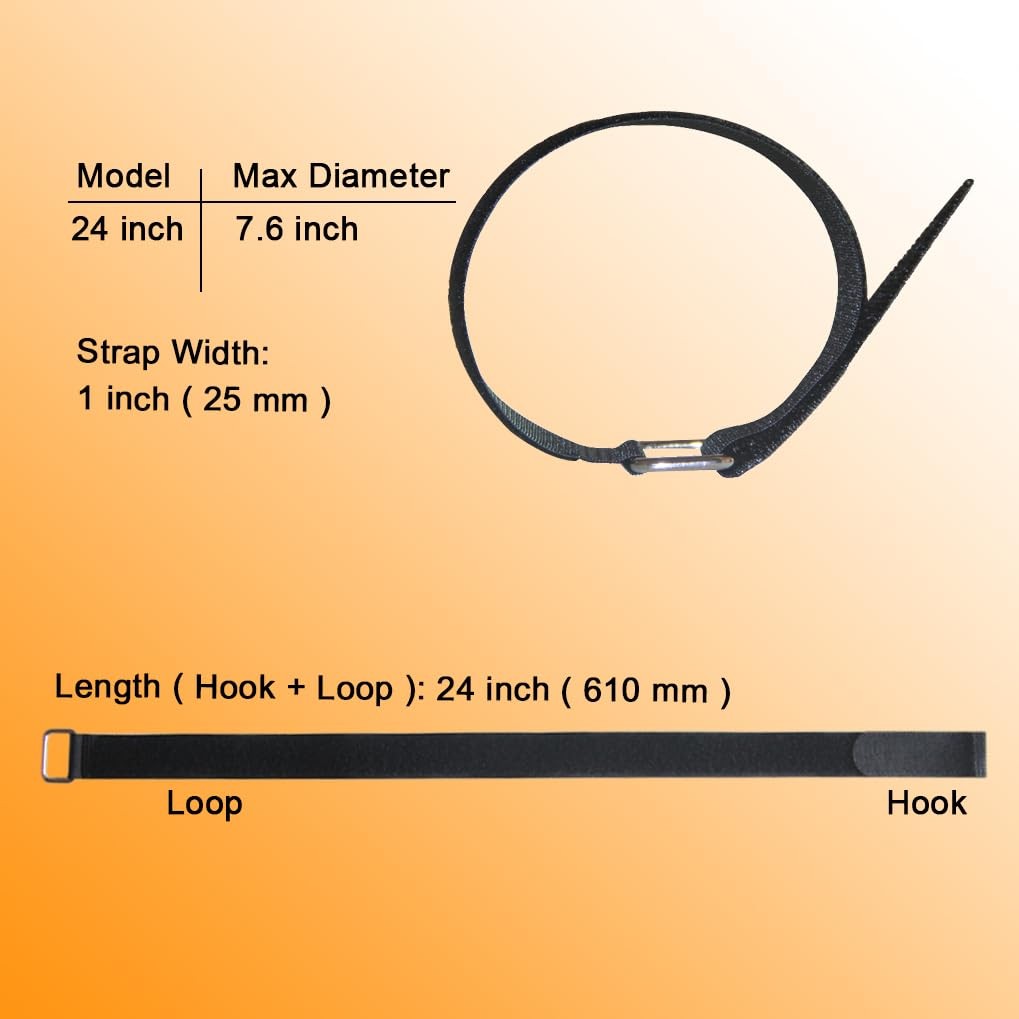 24 Inch Hook and Loop Cable Straps 12 Pack Reusable Nylon Cable Management
