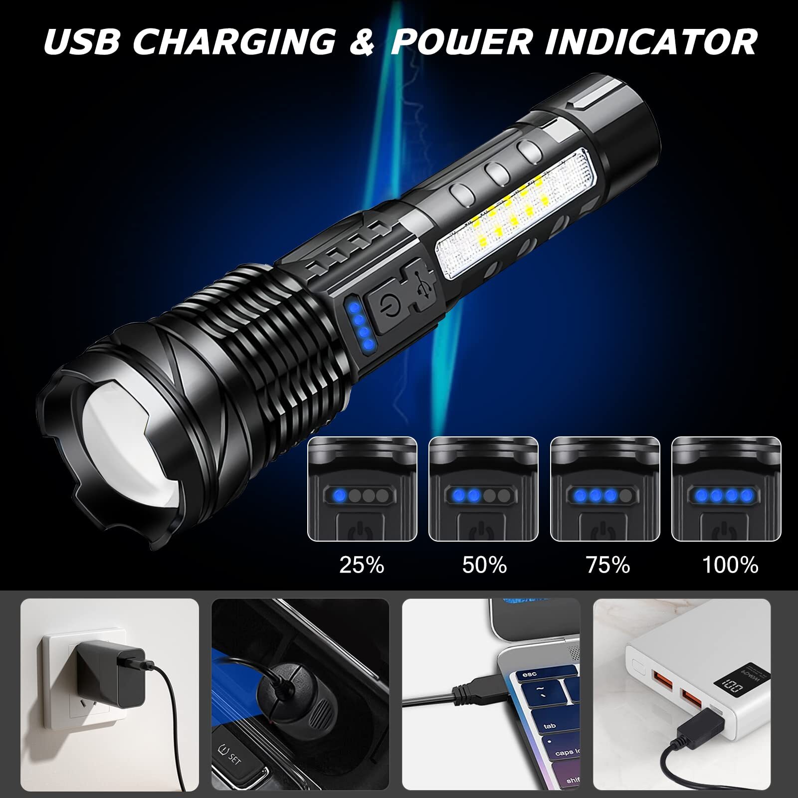 990000000Lumen Super Bright LED Flashlight Tactical Work Lights Rechargeable NEW
