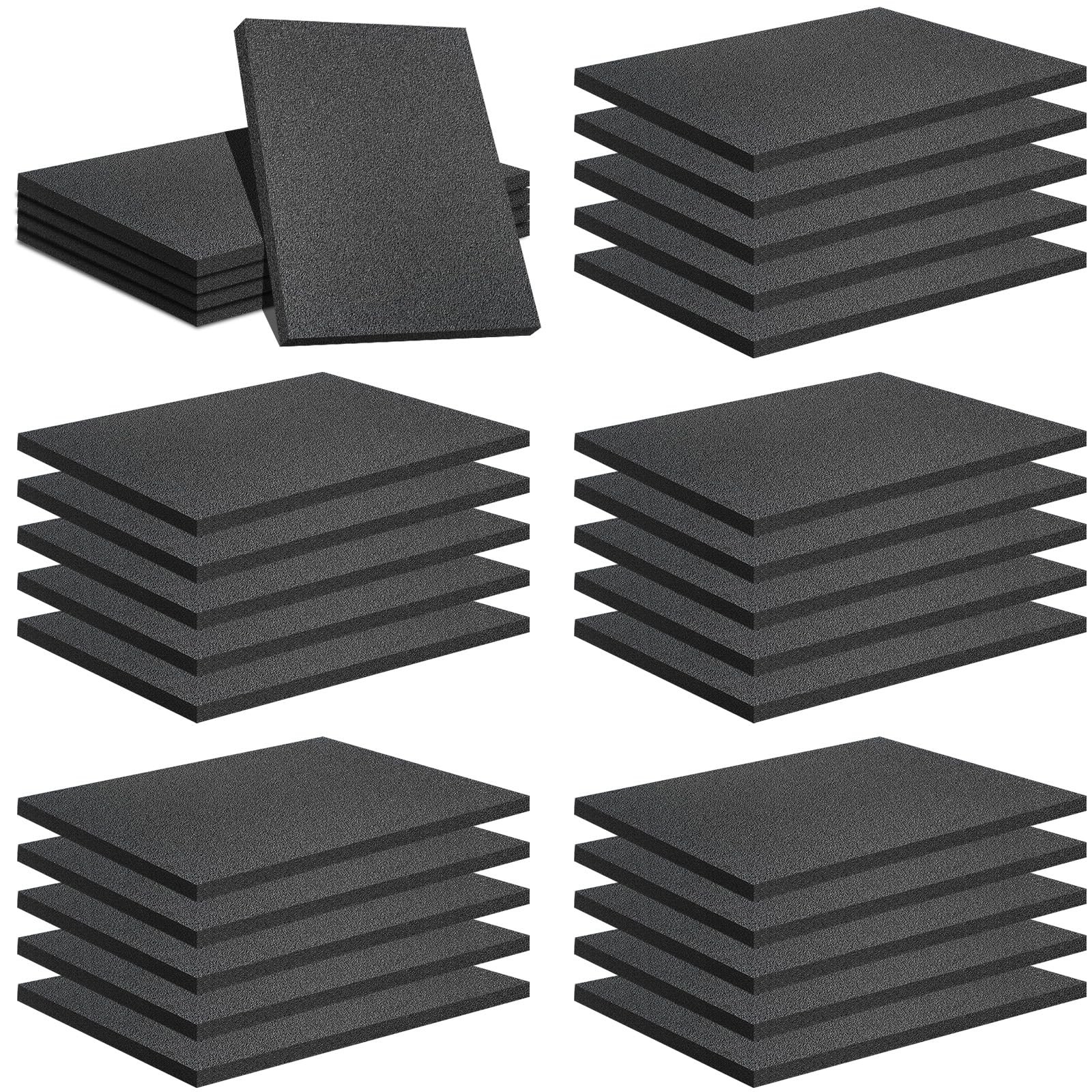 TANEMUDO 32 Pcs 12" x 8" x 0.5" Black Polyethylene Foam Sheets Padding