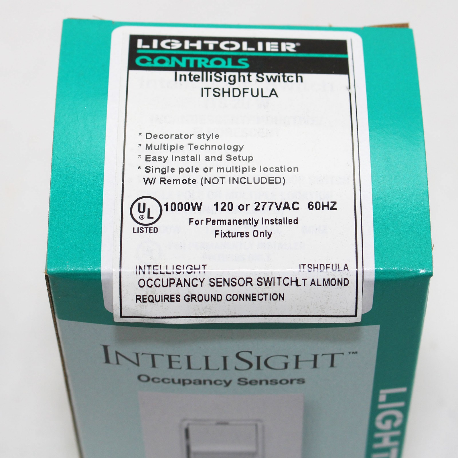 LIGHTOLIER ITSHDFULA INTELLISIGHT OCCUPANCY SENSOR SWITCH,120/277V, ALMOND