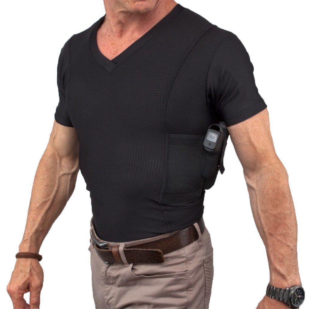 New with Damages UnderTech Undercover Mens Concealment V-Neck Compression Shirt