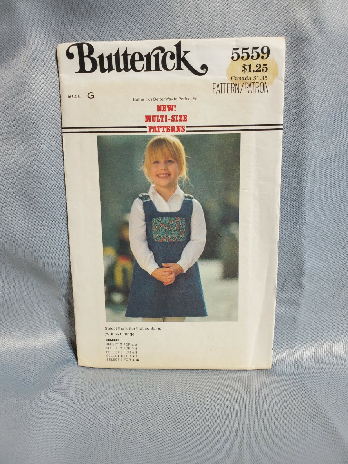 Vintage Butterick Pattern 5559 Girls Jumper Size 5 CUT