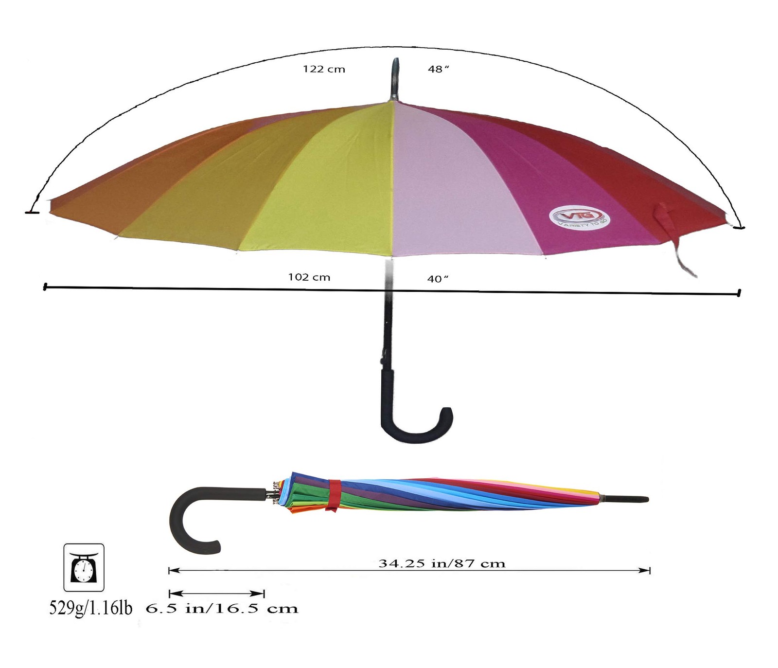 ® Rainbow Umbrella, Rainbow Umbrella Large, Compact, Windproof, Auto Open, 16...