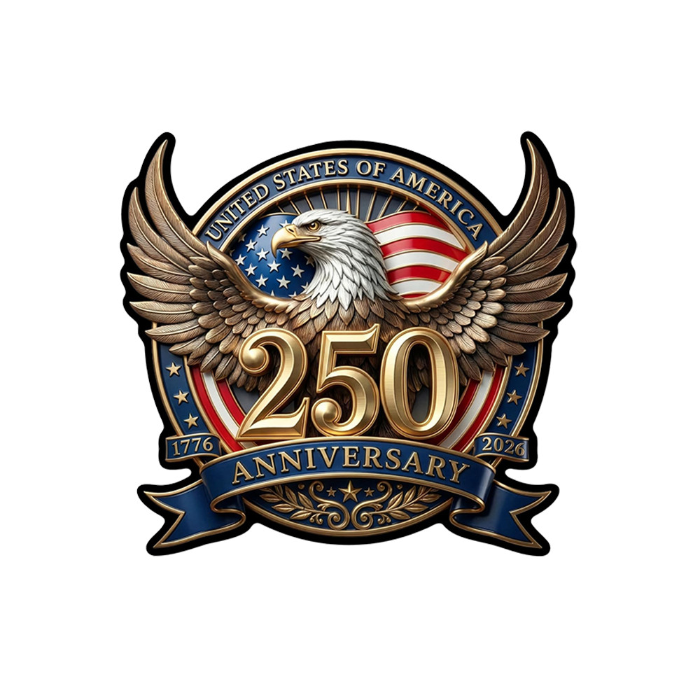 USA 250 Anniversary Bald Eagle Patriotic Vinyl Sticker Decal Car Window (5"x4")