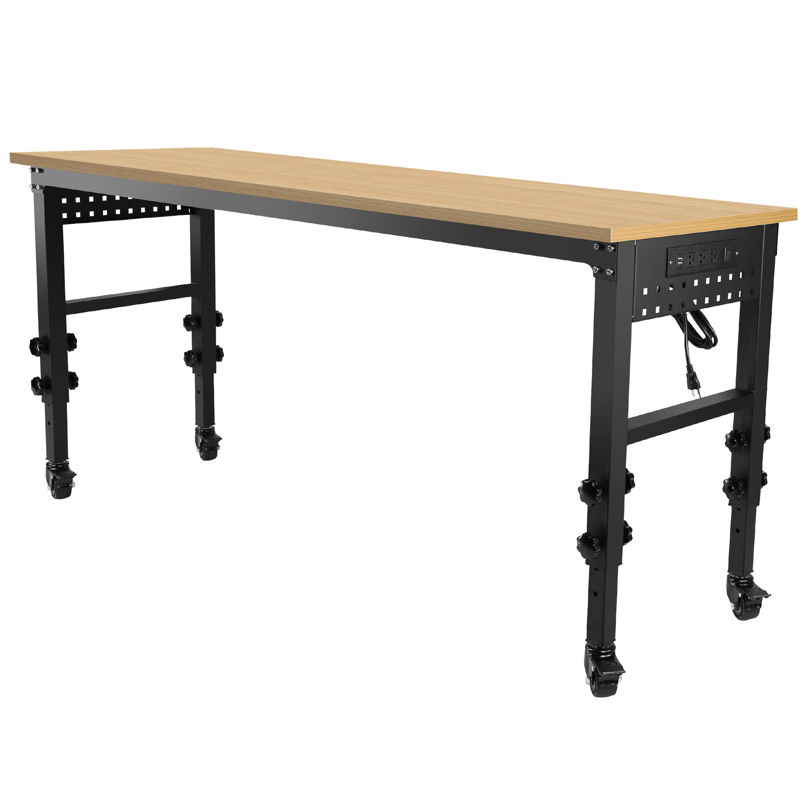 72" ×24'' Adjustable Workbench Rolling Heavy-Duty Worktable with Power Outlet
