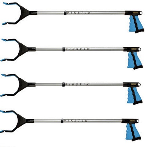 Reid T3044 30" to 44" Adjustable Pikstik Reacher Grabber Mobility Tool - 4 Pack