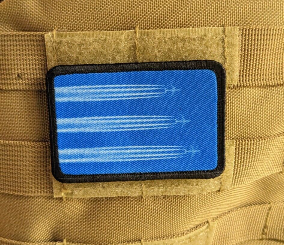 Chemtrails conspiracy morale patch  2"x3" hook & loop tactical tan