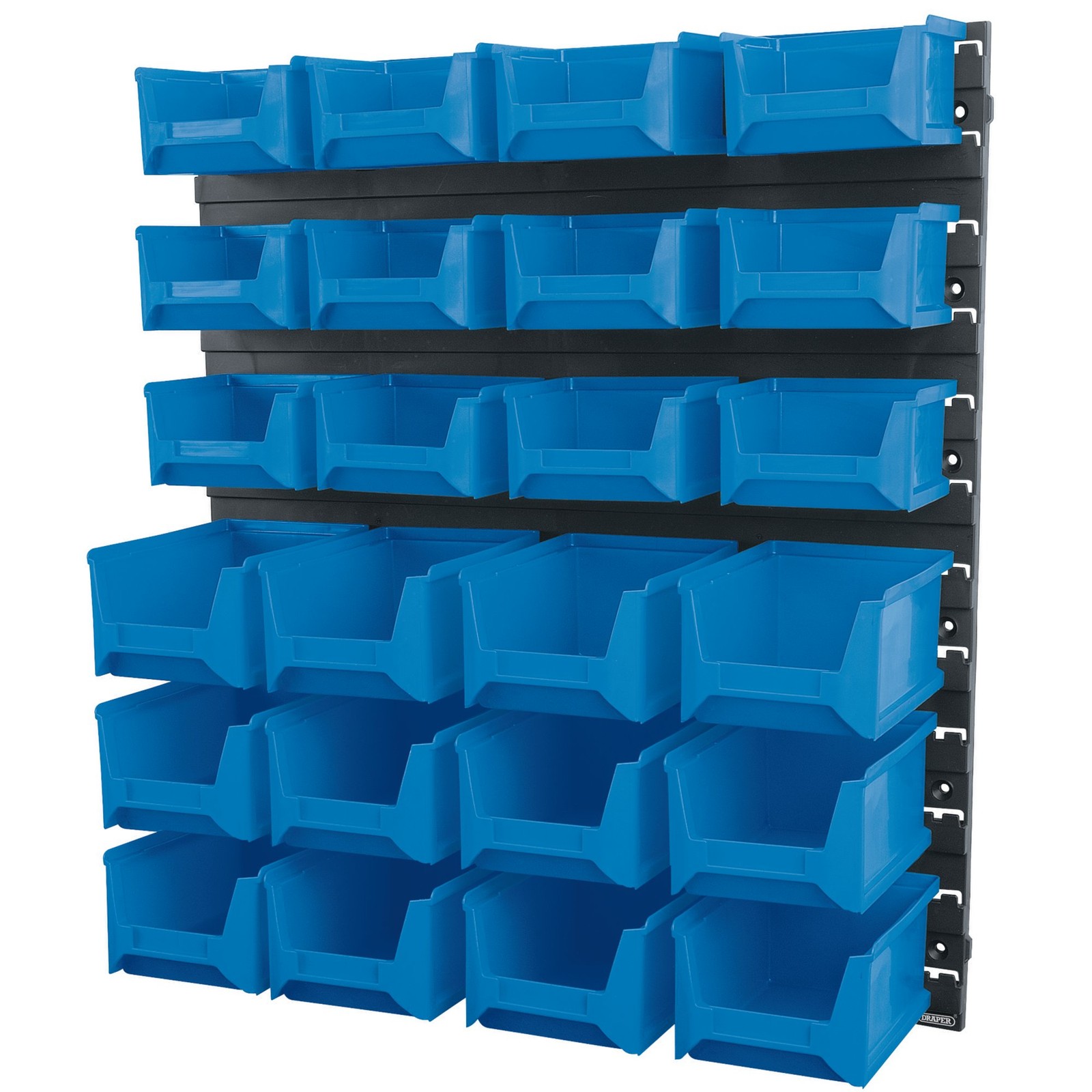 Draper 24 Bin Wall Storage Unit 12 Small & 12 Medium Plastic Bins 06798