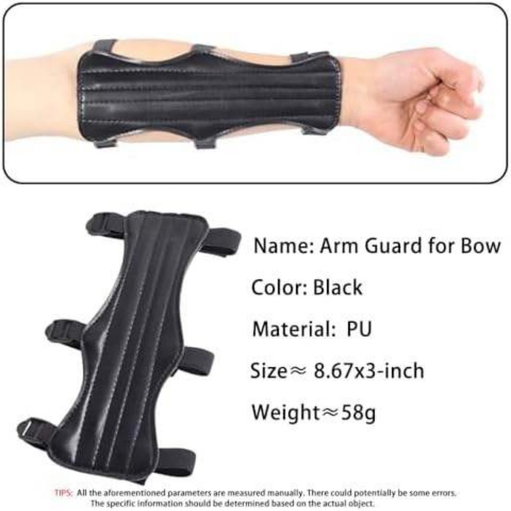 AF Black PU Leather Forearm Guard Handmade Archery Bracer Durable Protector