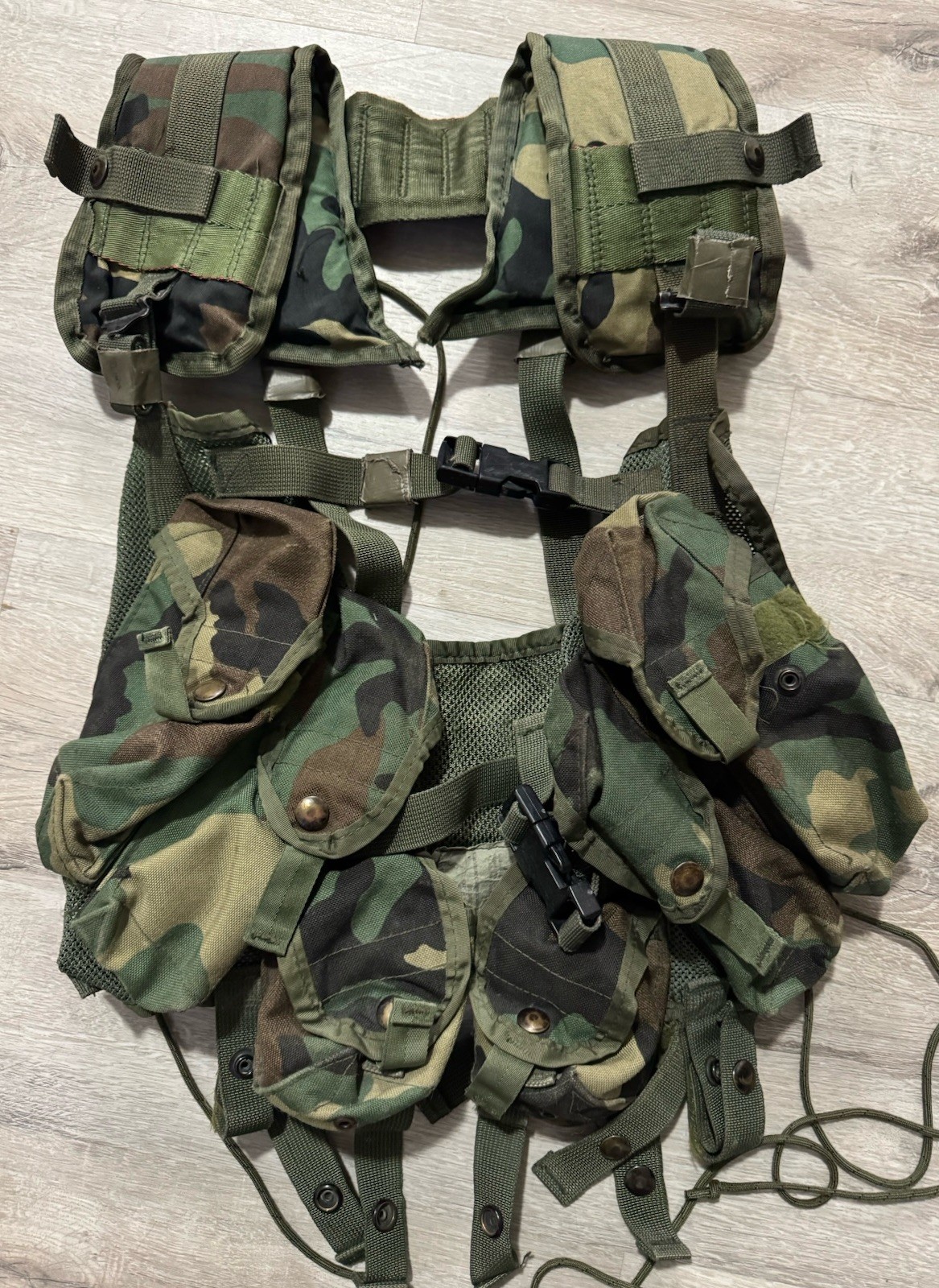 US Military Load Bearing Tactical Vest Woodland Camouflage Vintage Army, Usmc