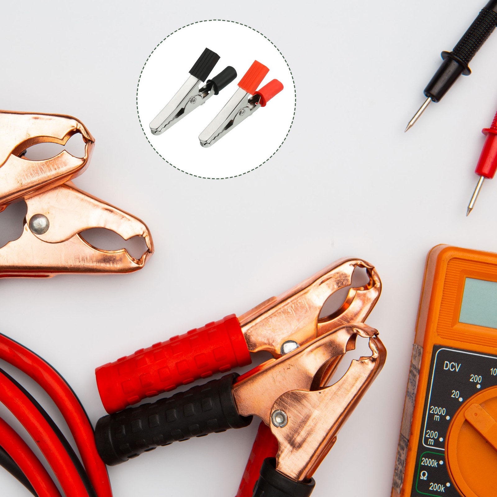 10Pc Alligator Clip,Plastic Handle Battery Test Probe(Red,Black,SilverTone,2.3")